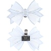image:imageAllegra K 2 PCS Womens Bow Shoe Clips Rhinestone Satin Shoe Buckle Removable Decorative Clips for Heels FlatsWhiteTulle