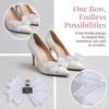 image:imageAllegra K 2 PCS Womens Bow Shoe Clips Rhinestone Satin Shoe Buckle Removable Decorative Clips for Heels FlatsWhiteTulle