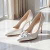 image:imageAllegra K 2 PCS Womens Rhinestone Shoe Clips Detachable Crystal Shoe Buckle Clips for Wedding PartySilverHeart