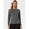 image:imageAllegra K Boat Neck Top for Womens Casual Long Sleeves Cozy Fitted BlouseGrey Black