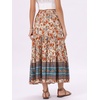 image:imageAllegra K Boho Skirt for Womens Casual Peasant Floral Bohemian Tassels Elastic Waist Maxi SkirtsRed