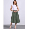 image:imageAllegra K Cotton Midi Skirt for Womens Summer Casual Button Decor Elastic Waist ALine Skirts with PocketArmy Green