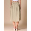 image:imageAllegra K Cotton Midi Skirt for Womens Summer Casual Button Decor Elastic Waist ALine Skirts with PocketKhaki
