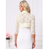 image:imageAllegra K Elegant Lace Bolero Shrug for Women 34 Sleeve Stand Collar Sheer Floral Lace Cardigan TopApricot