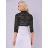 image:imageAllegra K Elegant Lace Bolero Shrug for Women 34 Sleeve Stand Collar Sheer Floral Lace Cardigan TopBlack