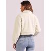image:imageAllegra K Fuzzy Fleece Jacket for Womens Casual Faux Fur Button Winter Outerwear Short CoatBeige