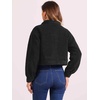 image:imageAllegra K Fuzzy Fleece Jacket for Womens Casual Faux Fur Button Winter Outerwear Short CoatBlack