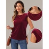 image:imageAllegra K Velvet Blouse Tops for Womens 2025 Dressy Christmas Party Crew Neck Cap Sleeve TopBurgundy