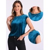 image:imageAllegra K Velvet Blouse Tops for Womens 2025 Dressy Christmas Party Crew Neck Cap Sleeve TopPeacock Blue