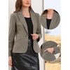 image:imageAllegra K Vintage Plaid Blazer for Womens Houndstooth Lapel Collar Work Office Fitted Suit JacketBrown