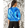 image:imageAllegra K Womens Holographic Party Shimmering Shiny Lightweight Zipper Hooded Metallic JacketBlue