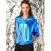 image:imageAllegra K Womens Holographic Party Shimmering Shiny Lightweight Zipper Hooded Metallic JacketBlue