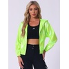 image:imageAllegra K Womens Holographic Party Shimmering Shiny Lightweight Zipper Hooded Metallic JacketFluorescent Green