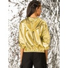 image:imageAllegra K Womens Holographic Party Shimmering Shiny Lightweight Zipper Hooded Metallic JacketGold