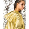 image:imageAllegra K Womens Holographic Party Shimmering Shiny Lightweight Zipper Hooded Metallic JacketGold