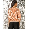 image:imageAllegra K Womens Holographic Party Shimmering Shiny Lightweight Zipper Hooded Metallic JacketGolden Brown