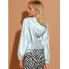 image:imageAllegra K Womens Holographic Party Shimmering Shiny Lightweight Zipper Hooded Metallic JacketHolographic