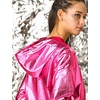 image:imageAllegra K Womens Holographic Party Shimmering Shiny Lightweight Zipper Hooded Metallic JacketHot Pink