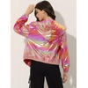 image:imageAllegra K Womens Holographic Party Shimmering Shiny Lightweight Zipper Hooded Metallic JacketLight Pink