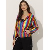 image:imageAllegra K Womens Holographic Party Shimmering Shiny Lightweight Zipper Hooded Metallic JacketMulticolor