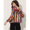 image:imageAllegra K Womens Holographic Party Shimmering Shiny Lightweight Zipper Hooded Metallic JacketMulticolor