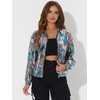 image:imageAllegra K Womens Holographic Party Shimmering Shiny Lightweight Zipper Hooded Metallic JacketMulticolorsquare