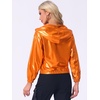 image:imageAllegra K Womens Holographic Party Shimmering Shiny Lightweight Zipper Hooded Metallic JacketOrange