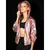 image:imageAllegra K Womens Holographic Party Shimmering Shiny Lightweight Zipper Hooded Metallic JacketPink