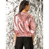 image:imageAllegra K Womens Holographic Party Shimmering Shiny Lightweight Zipper Hooded Metallic JacketPink