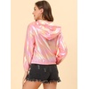image:imageAllegra K Womens Holographic Party Shimmering Shiny Lightweight Zipper Hooded Metallic JacketPink Holographic