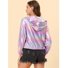 image:imageAllegra K Womens Holographic Party Shimmering Shiny Lightweight Zipper Hooded Metallic JacketPurple Holographic