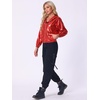 image:imageAllegra K Womens Holographic Party Shimmering Shiny Lightweight Zipper Hooded Metallic JacketRed