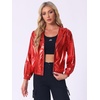 image:imageAllegra K Womens Holographic Party Shimmering Shiny Lightweight Zipper Hooded Metallic JacketRed