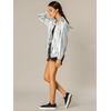 image:imageAllegra K Womens Holographic Party Shimmering Shiny Lightweight Zipper Hooded Metallic JacketSilver