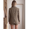 image:imageAllegra K Womens Plaid Blazer Notched Lapel Single Breasted Button Long Sleeves Work Vintage Business Suit JacketCoffee
