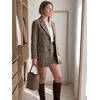 image:imageAllegra K Womens Plaid Blazer Notched Lapel Single Breasted Button Long Sleeves Work Vintage Business Suit JacketCoffee