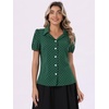 image:imageAllegra K Womens Polka Dots Short Sleeve Button Up Vintage 1950s BlouseDark Green