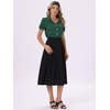 image:imageAllegra K Womens Polka Dots Short Sleeve Button Up Vintage 1950s BlouseDark Green