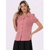 image:imageAllegra K Womens Polka Dots Short Sleeve Button Up Vintage 1950s BlouseDusty Pink