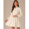 image:imageAllegra K Womens Shirt Dress Long Sleeve Collared Floral Embroidered Casual Mini DressesBeige