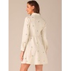 image:imageAllegra K Womens Shirt Dress Long Sleeve Collared Floral Embroidered Casual Mini DressesBeige