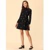 image:imageAllegra K Womens Shirt Dress Long Sleeve Collared Floral Embroidered Casual Mini DressesBlack