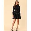 image:imageAllegra K Womens Shirt Dress Long Sleeve Collared Floral Embroidered Casual Mini DressesBlack