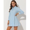 image:imageAllegra K Womens Shirt Dress Long Sleeve Collared Floral Embroidered Casual Mini DressesBlue