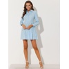 image:imageAllegra K Womens Shirt Dress Long Sleeve Collared Floral Embroidered Casual Mini DressesBlue
