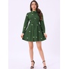 image:imageAllegra K Womens Shirt Dress Long Sleeve Collared Floral Embroidered Casual Mini DressesGreen