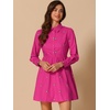 image:imageAllegra K Womens Shirt Dress Long Sleeve Collared Floral Embroidered Casual Mini DressesHot Pink