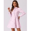 image:imageAllegra K Womens Shirt Dress Long Sleeve Collared Floral Embroidered Casual Mini DressesLight Purple