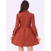 image:imageAllegra K Womens Shirt Dress Long Sleeve Collared Floral Embroidered Casual Mini DressesOrange