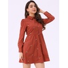 image:imageAllegra K Womens Shirt Dress Long Sleeve Collared Floral Embroidered Casual Mini DressesOrange